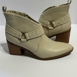 Frye Beige Ankle Booties with Embroidery